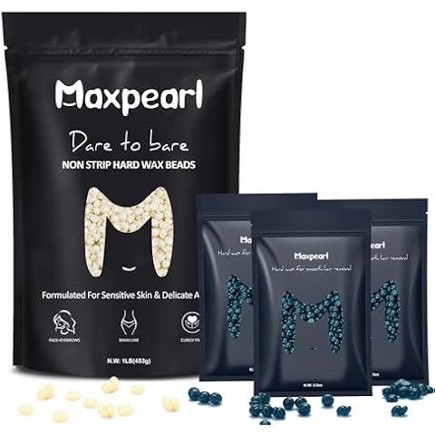 Maxpearl Hard Wax Beads 1LB + 10.5OZ - Brazilian, Bikini Waxing, Face, Eyebrows, Underarms, Arms, Chest, Back, Legs, Jasmine & Coconut Formula Cover