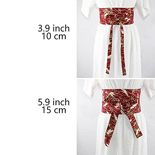 Tong Gu Wide Japanese Belt Corset Obi Floral Tie Waistband for Kimono Yukata Dress Shirt Retro Sash2