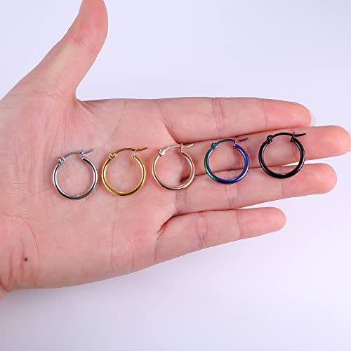 Fasacco Colorful Hoop Earrings Surgical Steel Hoop Earrings For Women Loop Earrings 15Mm #TOP6