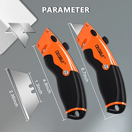 Diyself Box Cutter Retractable, Box Knife Retractable Utility Knife Cartons, Cardboard Cutter Exacto Knife, Box Opener For Package, Blade Storage Design, Razor Knife With Extra 10 Pcs Razor Blades #TOP5
