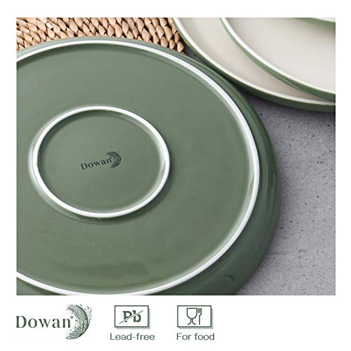 Dowan Dinner Plates, Porcelain Serving Platter 10 Inches Dessert Salad Plates Set Of 4, Ceramic Stackable Dish Set Microwave Safe Serving For Dessert, Salad, Appetizer, Pasta, Bread, Steak, Green-Tea #TOP1