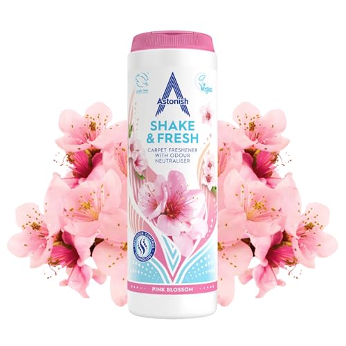 Astonish 350g Shake Fresh Pink Peony Carpet Odor Eliminator Powder - Pet Smell Neutralizer, Vacuum Safe for a Long Lasting Room Scent, Floor Refresher, Home Deodorizer, Soft Floral Fragrance
