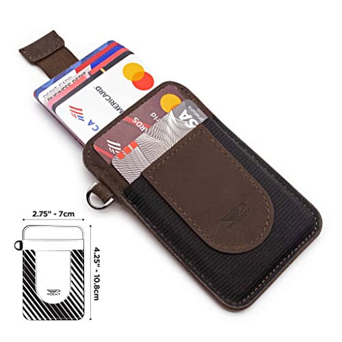Image of POCKT Card Holder Wallet For Men and Women - Slim Minimalist Front Pocket Wallet Elastic Credit Card Holder Genuine Leather RFID Blocking Card Case Wallets
