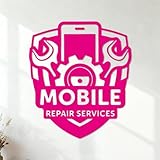 Vinyl-Kunstaufkleber Handy-Reparaturwerkstatt, Geschäft, Handy-Zubehör, Schraubendreher-Werkzeug 51x58.4cm Beschädigt die Wandoberfläche nicht Rosenrot