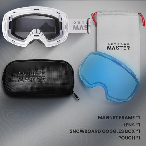 Image of OutdoorMaster Ski Goggles PRO - Frameless, Interchangeable Lens 100% UV400 Protection Snow Goggles for Men & Women (Polarized Blue VLT42%)