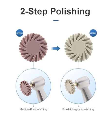 Image of Dental Composite Resin Polishing P2 Disc Polisher Wheels Diamond 2-Step Polishing System 14mm Wheel Kit Spiral