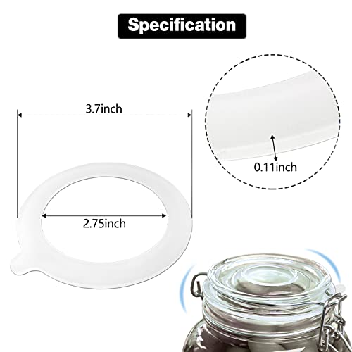 Nowepai 10 Pcs Silicone Jar Gaskets Replacement Jar Seals, 3.7’’ Diameter Airtight Silicone Seals Rings For Glass Clip Top Jars, Leak-Proof Rubber Seals For Regular Mouth Canning Jars, White #TOP1