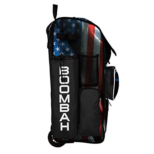 Boombah Rolling Superpack 2.0 Baseball/Softball Gear Bag - 23-1/2" X 13-1/2" X 9-1/2" - Usa Eagle Black/Red/White - Telescopic Handle - Holds 4 Bats - Wheeled Version #TOP3