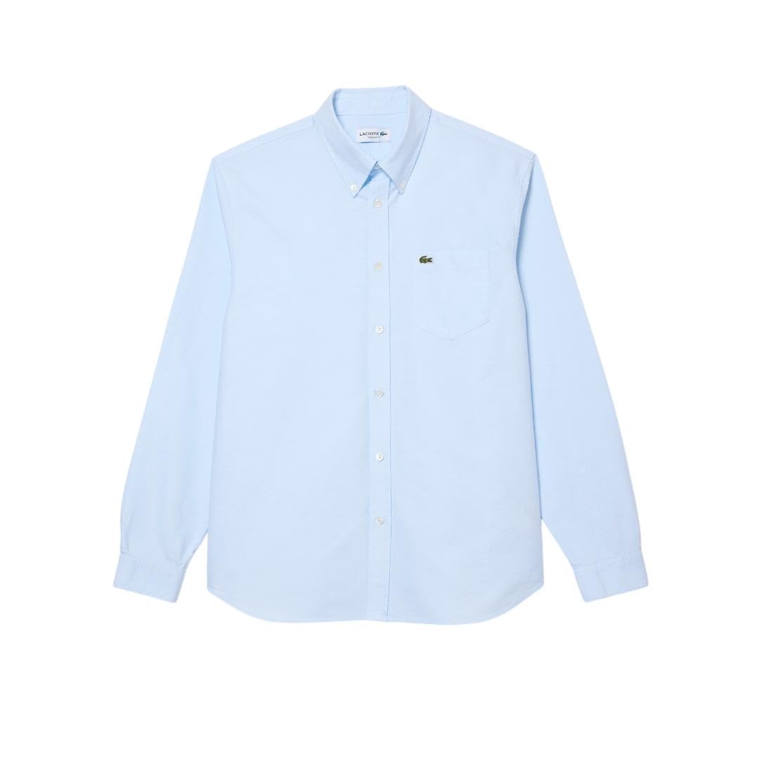 Lacoste Camisa Oxford de Manga Larga con Botones Y Ajuste Regular Camisa Hombre