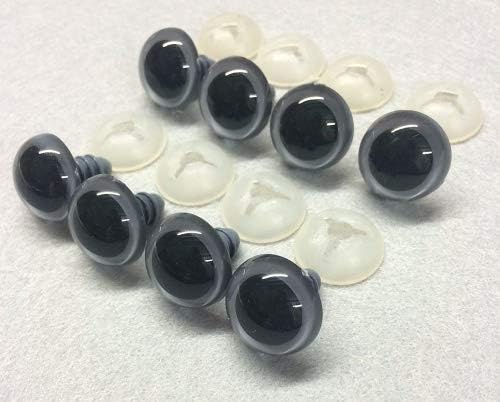 celloexpress Pack of 4 Pairs - Smokey Grey Eyes with Plastic Backs - 18mm - Safety Eyes for Soft Toy or Teddy Bear Making