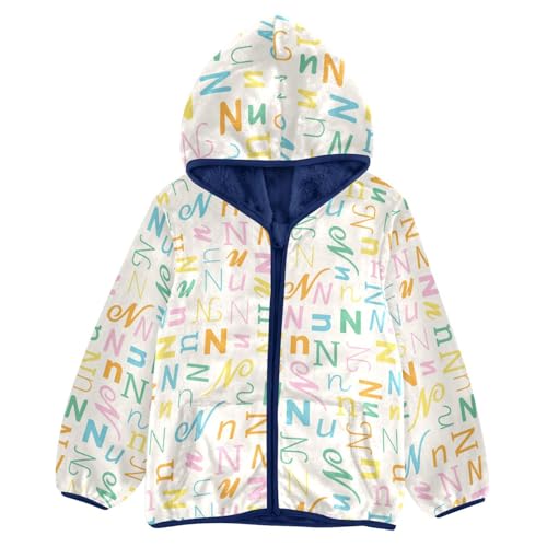 Letter N Girls Fleece Jacket Girls Fall Jacket Girls Zip Up Hoodie Girls Sherpa Jacket 2-10T
