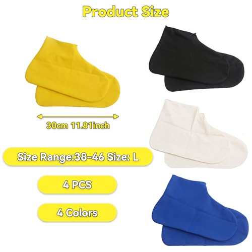 yolzhxe 4 Paar Schuhüberzieher Wasserdicht, Silikon Regenschutz Schuhe Mehrweg, Schuh Überzieher Regen Rutschfest, Regen Schuhüberzieher, Überziehschuhe für Regen Schnee Strand Matschige Straßen, L
