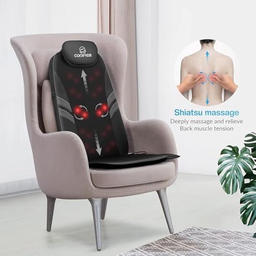 Image of COMFIER Back Massager for Back Pain,APP Control, Shiatsu Massage Chair Pad,Electric Chair Massagers with Heat,Seat Cushion for Office,Home,Ideal Gifts for Mom,Dad,Him,Her (Black (app control))