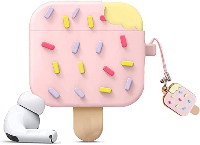 Image of Dezet Cute Soft Silicone Pouh Case for Airpods Pro GEN-2 (2022) � 3D Cartoon Animal Character Cover with Keychain Ring, Shockproof & Dustproof Protective Case for Kids & Girls (ICE Pink)