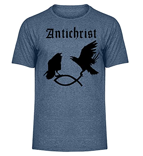 T-shirt Corbeau attrape-poisson Antichrist : coupe ajustée et confort mélangé bleu marine