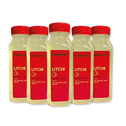 Image of Fairfarm Litchi Juice |No added colours, 0% Concentrate - Fresh and Tasty juice |Rich in Vitamin inchC inch & Fibre| FarmFresh - (Pack of 12 X 300ml)