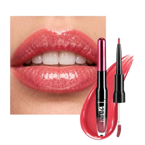 Image of LANGMANNI 2-in-1 Lip Liner & Gloss Duo,Shade 10 Coral Rose Pink