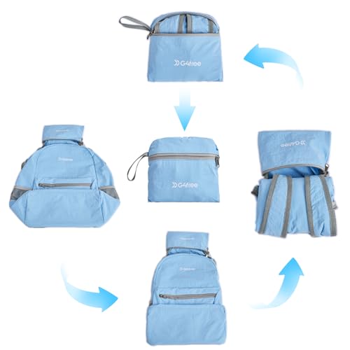 Image of G4Free 20L Small Packable Travel Hiking Backpack for Men Women | Lightweight Foldable Waterproof Daypack for Outdoor, Light Blue