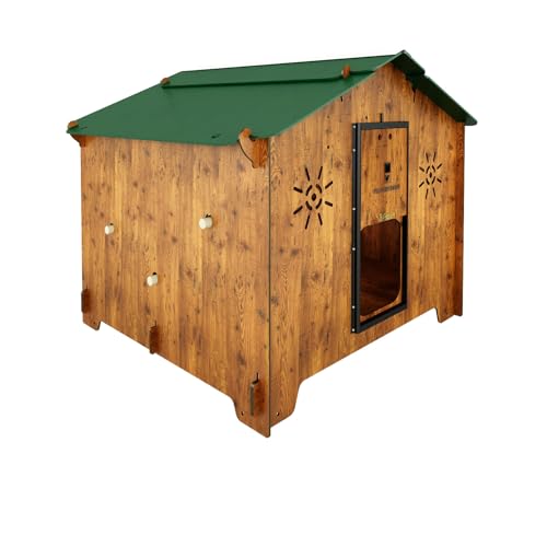 Poulailler pour 8 10 Poules pondeuses Polly Chalet L avec 2 perchoirs 2 Places nid extérieur Porte sûre Anti-prédateur fabriqué en stratifié résistant HPL Anti-acariens Rouge (Made in Italy)