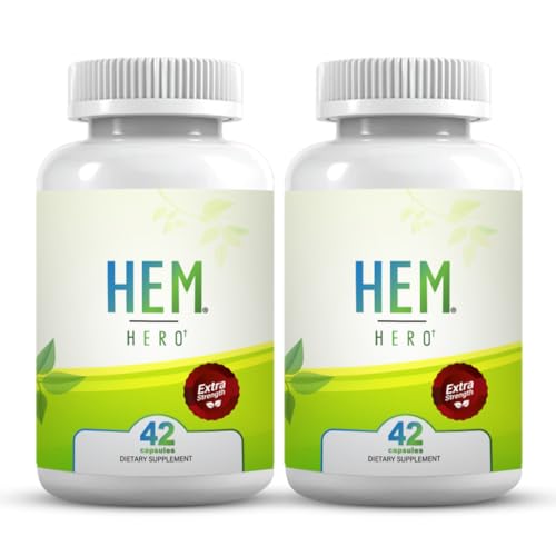 Hem Healer Hem Hero Extra Strength Hemorrhoid Treatment - Reduce Swelling Soothe Itching & Irritation - 100% Natural - 42 Vegetarian Capsules
