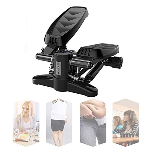 Uniquel Stepper Fitness, Portable Step Fitness Mini Stepper D'appartement pour Maison et Bureau, Swing Stepper avec Tapis de Sol et Corde Elastique, Hometrainer, Noir Cover
