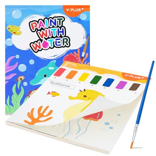 YPLUS Dipingi con Libri ad Acqua per Bambini Piccoli, Carta per Pittura ad Acquerello per Bambini 1-4 Anni, Regalo Artistico con Pennello Inclusi-oceano