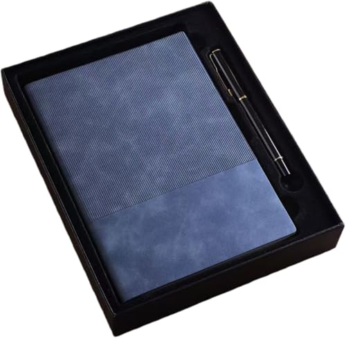 Mirakasa ノートセット A5 日記帳 ビジネス手帳 メモ帳 スケジュール手帳 日誌 ペン付き PUレザーカバー 厚手で柔らか 100枚 横罫線入り ビジネス効率化 会議議事録 オフィス用 学生 会社記念品 贈り物 携帯便利 ギフトボックスの包装 (