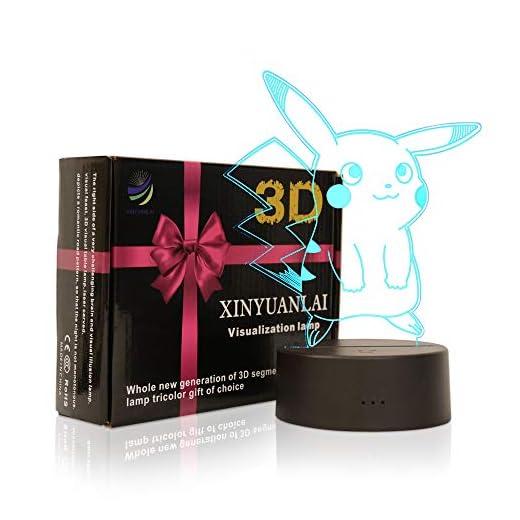 3D Illusion Night Light Desk Lamp, 7 Colors Auto Gradual Changing USB Powered LED Lights with Touch Switch for Kids Gifts Home Decoration (3D Animal Light)