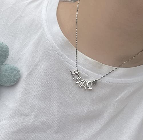 Dance Necklace Dancer Teens Initial Letter Heart Pendant Stainless Steel Chain Dainty Cute Jewelry Gifts Women2