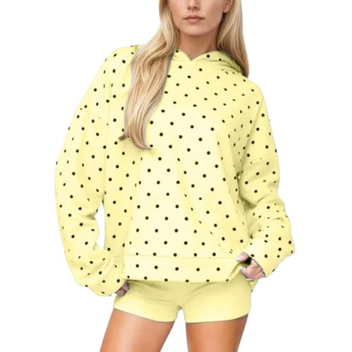 Polka Dot Hoodie Women Crew Neck Oversized Hoodie Long Sleeve Fall Hoodies