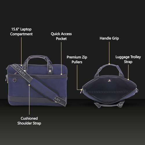 Image of SWISS MILITARY Black Gold Collection Flicker Laptop Sling Bag for Men & Women, Premium 1680D Fabric, Fits 15.6 inch Laptop, Trolley Strap, Quick Access Pockets, Adjustable Shoulder Strap (6L)