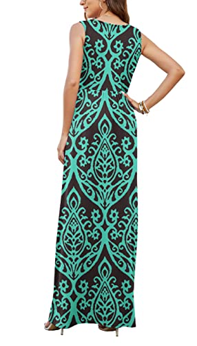 Image of AUSELILY Maxi Dresses for Women Summer Casual Sleeveless V Neck Wrap Dress | Sleeveless Long maxi dress with wrap V neck & side pockets, for formal cocktail, beach & casual daily wear