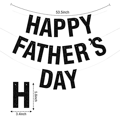 Image of Happy Father's Day Glitter Black Banner Bunting Banner for Dad Father's Party Decorations Backdrop Garland for Father's Day (Black)