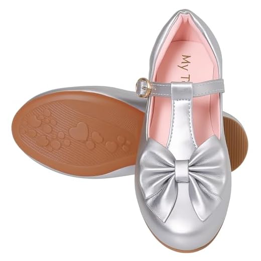 Sapatilha Infantil Branca com Laço, Fivela Dourada, Estilo Mary Jane (Prata, BR, Criança de 9 a 12 anos, Numérico, 30)