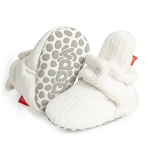 Image of HsdsBebe Unisex Newborn Baby Cotton Booties Non-Slip Sole for Toddler Boys Girls Infant Winter Warm Fleece Cozy Socks Shoes