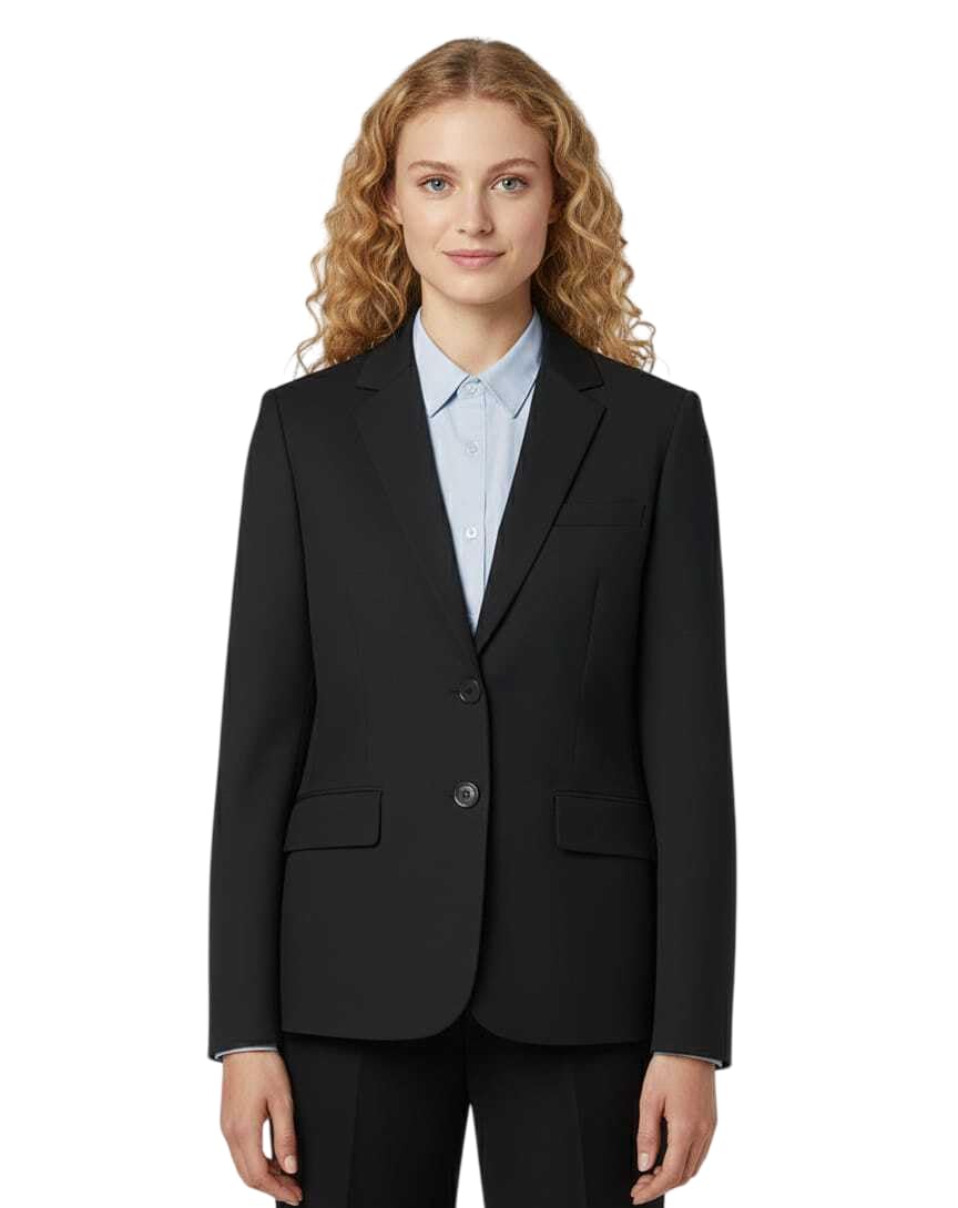 Women Cotton Blend Solid Single Breasted Blazer with Notched Lapel | Full Sleeves, Button Closure, Regular Fit Formal Blazer for Womens & Girls | Lightweight & Breathable Fabric (Black)_43-image-21