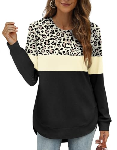 OFEEFAN Women's Clothing Early Fall Fashion Fall Outfits for Women 2025 Plus Size Clothes for Women Winter Clothing Leopard Block L