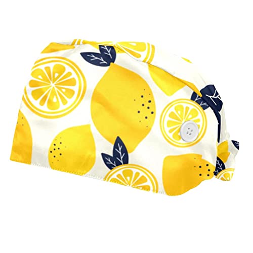 Chapeaux bouffants JDEZ en lot de 2 avec motif fruit citron pour femmes et hommes