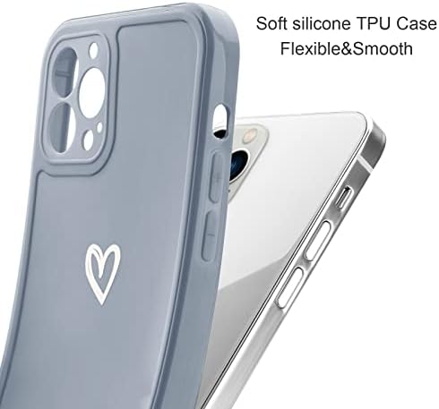 Micoden for iPhone 13 Pro Phone Case Cute Girls Silicone Shockproof Protective Bumper Cases with Love Heart Pattern Design for iPhone 13 Pro Grey