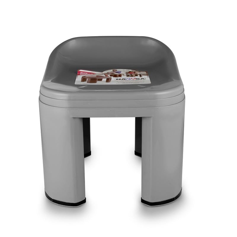 Image of Nayasa Rocky Strong Stool | Seating | Strong Plastic Stool for Bathroom | Office Stool | Outdoor | Home | Grey