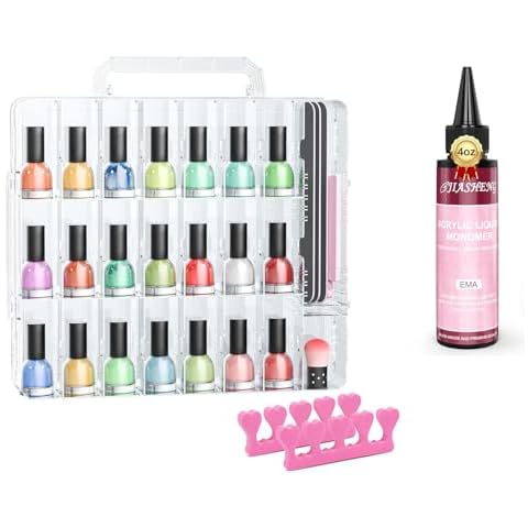 JIASHENG Nail Polish Organizer Case for 48 Bottles, 4.06 fl.Oz Monomer, Monomer Acrylic Nail Liquid for Acrylic Powders Liquid Monomer for Acrylic Nails Cover