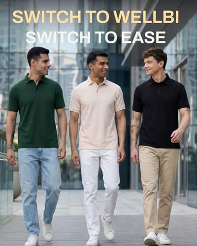Image of Wellbi Eco-Friendly Bamboo Polo T Shirt | Mens Stylish Casual Regular Fit | Comfortable Soft | Trendy Breathable Lightweight | Quality Modern Essential Fashion
