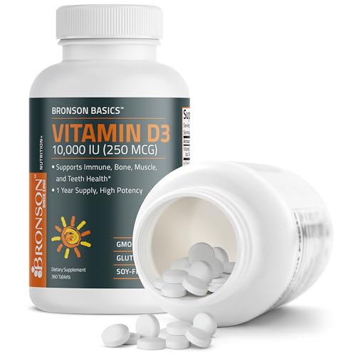 Bronson Vitamin D3 10,000iu (250mcg) 1 Year Supply for Healthy Muscle Function and Immune Support, Non-GMO, 360 Tablets - Image 7