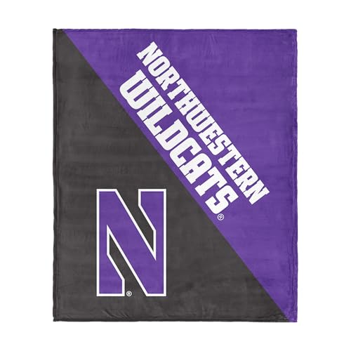 Northwest NCAA Northwestern Wildcats Halftone Silk Touch Throw Blanket, 46 x 60 in, Ultra Soft Plush Polyester, Lightweight Warm Decorative Couch Bed Game Day Gift