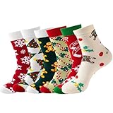 6 Pares Calcetines Navideños, Calcetines de Invierno de Punto Grueso de Navidad, Calcetas Navideña, Calcetines Largos...