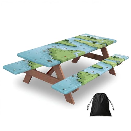 Nappe pique-nique imperméable 183cm housse table jardin rectangulaire - 2