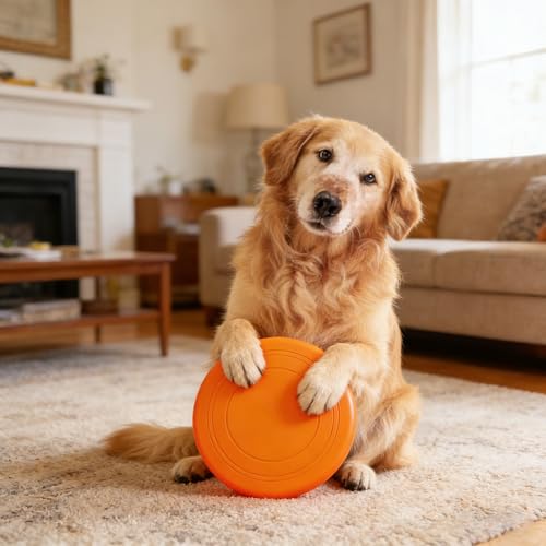 XUBX 7 Stück Hunde Frisbees, Hund Scheibe, Hundespielzeug Frisbee, Gummi Frisbee, Hundefrisbee, Hund, Training Hundespielzeug Set für Hundetraining, Werfen, Fangen & Spielen