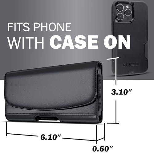 Meilib Holster Compatible with iPhone 17 16e 16 15 14 13 12 11 & Pro Models Only – Premium Cell Phone Belt Holder Case with Clip for Man, ID Card Slot Carrying Pouch Cover, Black