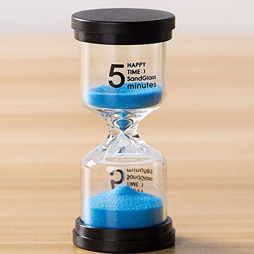 JQDZX Hourglass Sand Clock Timer, Sandglass 6 Colors 1, 3, 5, 10, 15, 20, 30, 45, 60mins Egg Timer -Kids Toothbrush Timer, for Kids, Classroom, Kitchen, Games, Home Office Decoration (blue,5 Minutes)