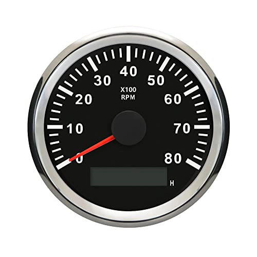 ELING Car Engine Tachometer RPM Gauge REV Counter Tacho Kit with Hourmeter 8000RPM 85mm 12V 24V with Backlight
